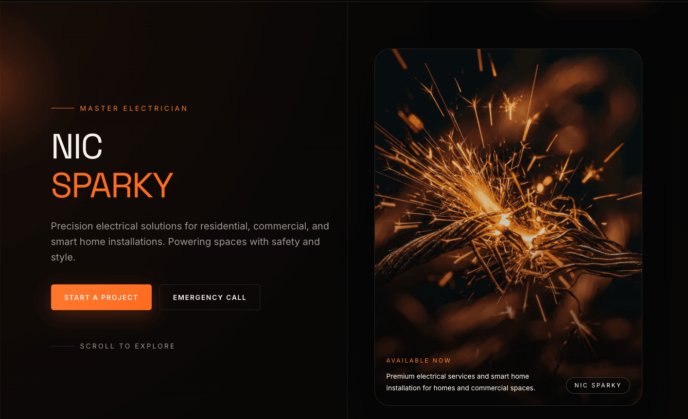 Nic Sparky — Master electrician marketing site