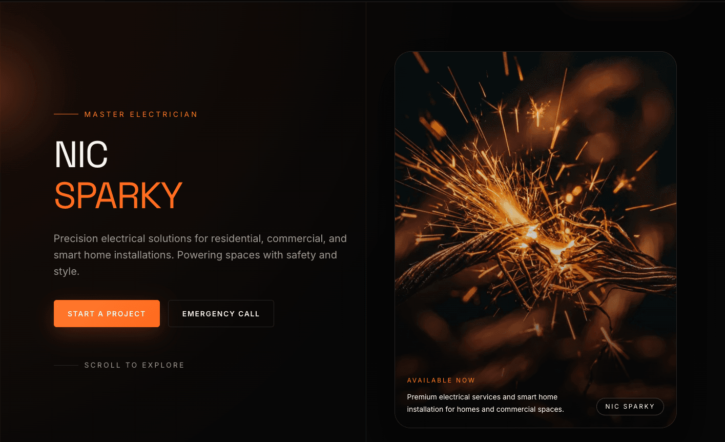 Nic Sparky — Master electrician marketing site